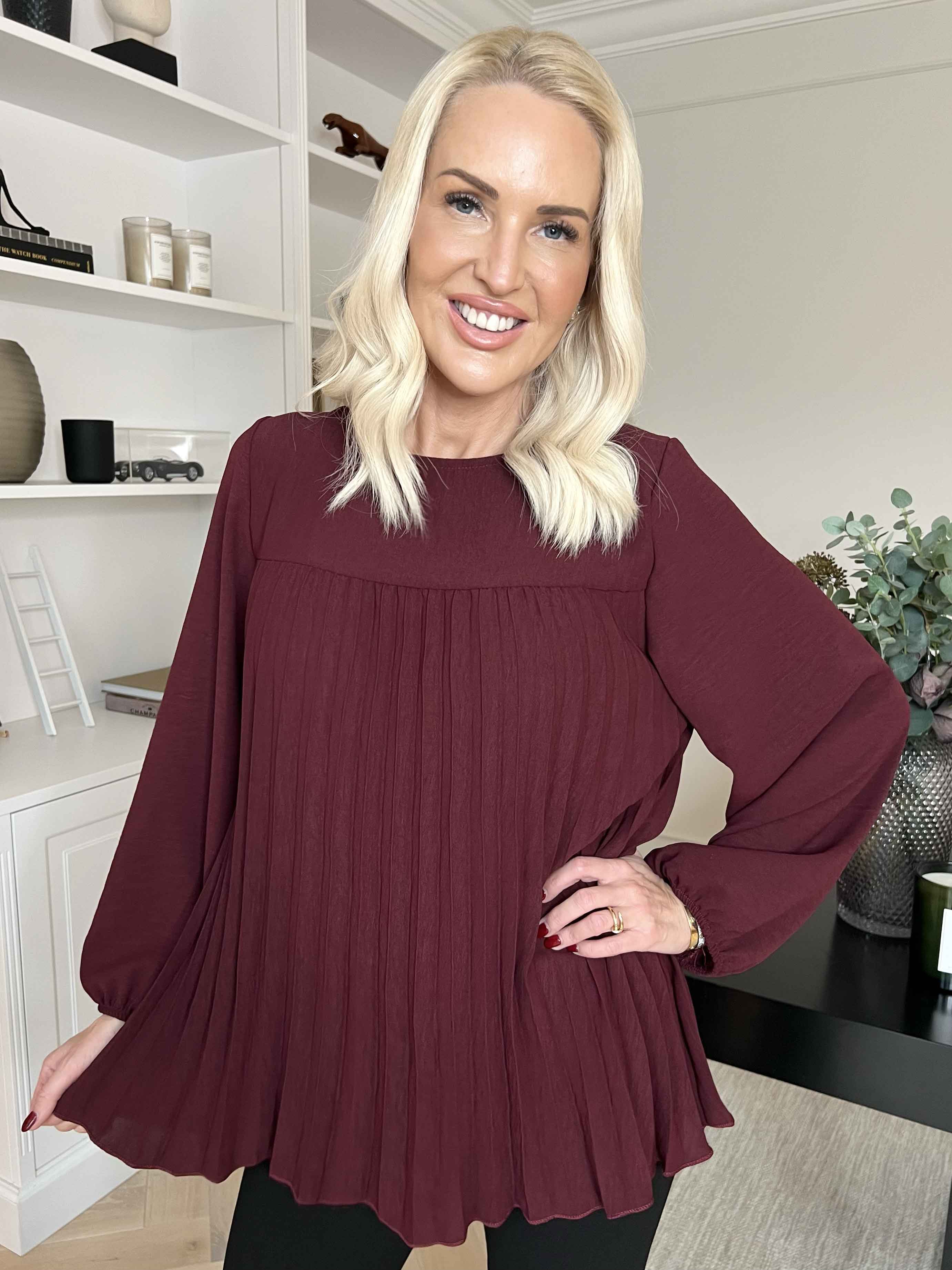 Nancy Shirt L/S - Söt blus med plissering